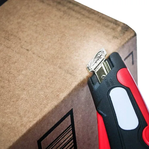 Miniatura 2 de Corte de caja de seguridad Veltec EZ-1000, cuchillo utilitario con ajuste de profundidad de 3 cuchillas, gatillo de presión y guía de borde de ambos