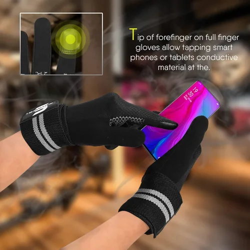 Miniatura 4 de SAWANS Guantes de levantamiento de pesas Gimnasio Entrenamiento Fitness Muñequera Soporte Hombres Mujeres Guantes sin dedos Pantalla táctil de dedo