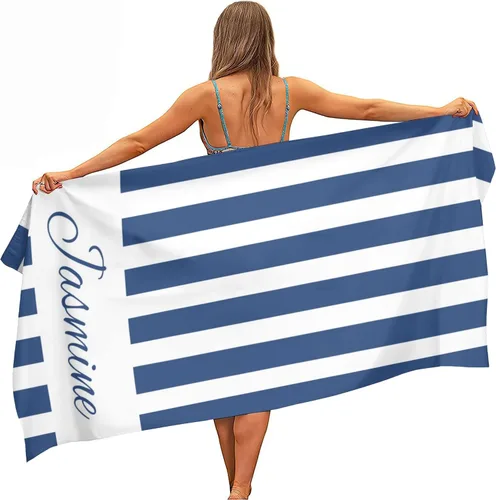 Miniatura 18 de Toallas de playa personalizadas para niños y adultos, toallas de playa a rayas personalizadas con nombre, toallas de microfibra sin arena
