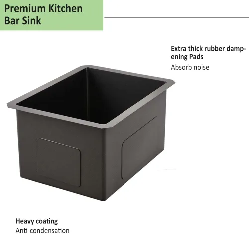 Miniatura 6 de Fregadero de barra negra de 12 pulgadas para montaje bajo montaje, fregadero de cocina pequeño de 12 x 16 pulgadas, fregadero de barra húmeda