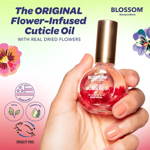 Miniatura 4 de Blossom Aceite para cutículas hidratante, hidratante, fortalecedor, perfumado, infundido con flores reales, fabricado en Estados Unidos, 1.84 fl.