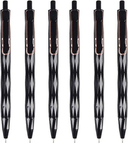 DUNBONG Bolígrafos de gel retráctiles de 0.020 in, tinta negra, punta de aguja, diseño de superficie de corte en forma de diamante, caja de 6 Negro