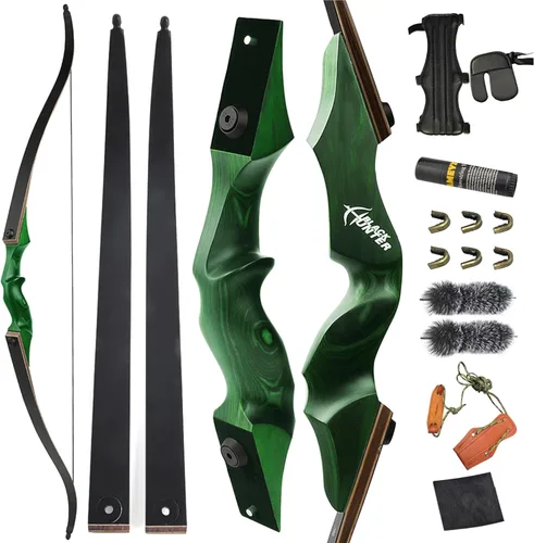 Miniatura 7 de 60” Black Hunter Original Recurve Bow for Adults American Hunting Longbow Archery Bow 20-60lbs Right Handed for Archery Hunting Shooting Practice