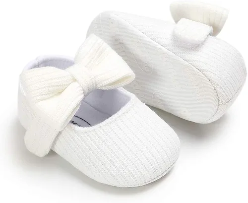 Miniatura 5 de Mary Jane - Zapatos planos con lazo floral de princesa, vestido de boda, suaves para recién nacidos, cuna, primeros caminantes, precaminantes