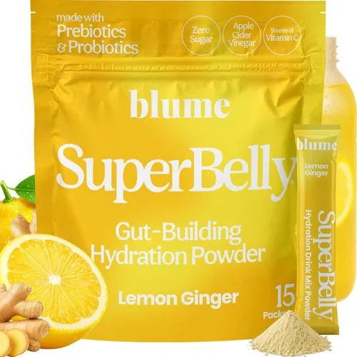 Miniatura 9 de Blume SuperBelly Paquetes de Salud Intestinal e Hidratación Para Llevar, Compatible con GLP-1, Sin Azúcar, con Prebióticos, Probióticos, Vinagre