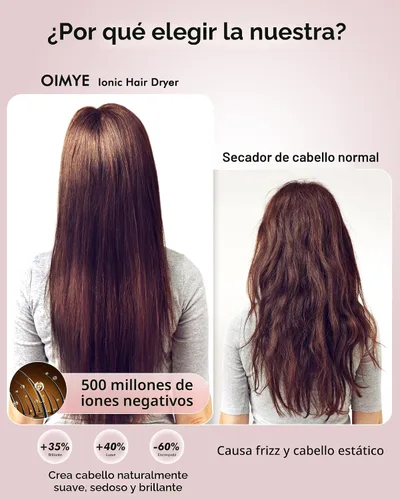 Miniatura 6 de Secador de pelo, 160000 rpm, secador de pelo iónico profesional de alta velocidad, 500 millones de iones negativos y control de calor y secador