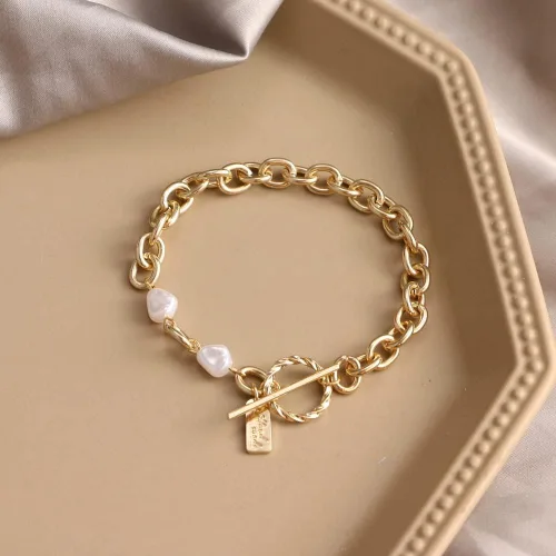 Miniatura 5 de Oyalma 44844 - Pulsera con colgante de cadena de perlas de color dorado para mujer
