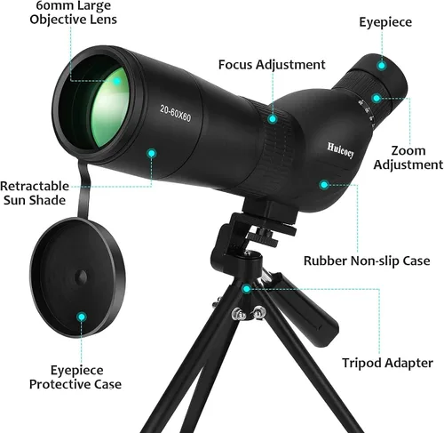 Miniatura 9 de Visores de observación, 128.0-62.3 ft/3,280.8 ft mira con trípode, lente FMC, ocular en ángulo BAK4 de 45 grados, alcance a prueba de niebla