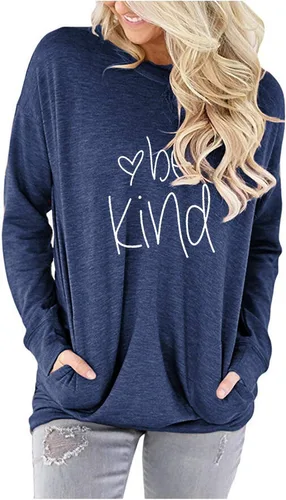 Miniatura 3 de ONLYSHE - Sudadera para mujer, cuello redondo, casual, holgada camiseta manga larga