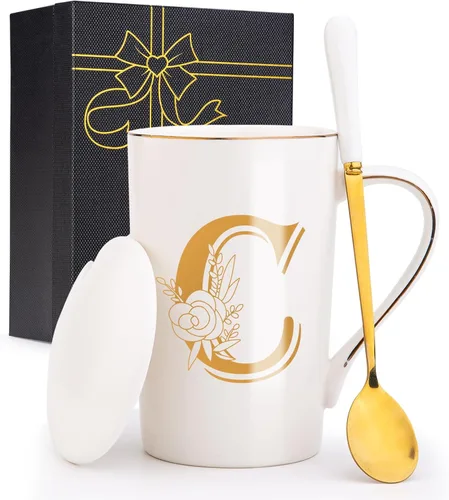 Miniatura 9 de Tazas personalizadas con iniciales en letra A con flores, taza de café personalizada con letra A, tazas personalizadas con letras geniales