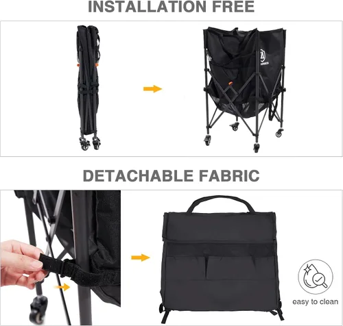 Miniatura 7 de EVER ADVANCED Carrito de almacenamiento de bolas rodantes, ruedas con cerradura, 33 x 22.8 pulgadas/45 x 25 pulgadas, plegable, para garaje,