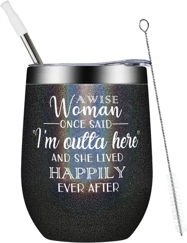 Miniatura 2 de ELEGANTPARK Regalos de jubilación para mujeres 2026, regalos para compañeros de trabajo para mujeres, Wise Woman Said I'm Outta Here, vaso de Una