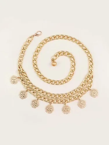 Miniatura 2 de OuluJade Cinturón de cadena con dije de sol para mujer, Cobre, Sun Charm