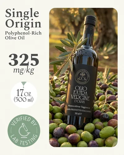 Miniatura 5 de ROI Aceite de oliva italiano virgen extra Liguria, cosecha temprana prensado en frío, alto polifenol, AOVE de origen único Taggiasca, 16.91 fl oz