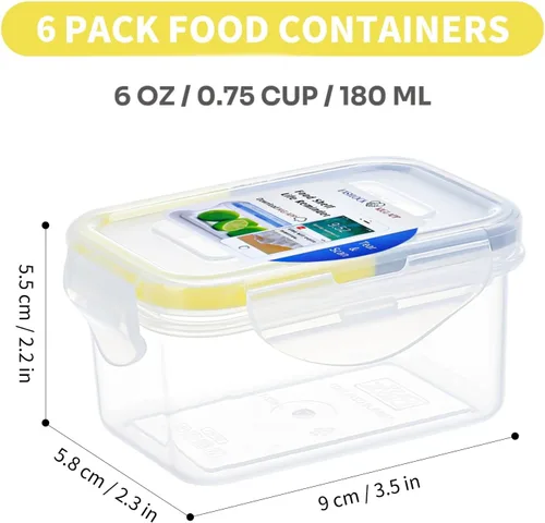 Miniatura 2 de KIGI Pequeño recipiente de plástico para almacenamiento de alimentos para aperitivos, almuerzo y preparación de comidas, sin BPA, tapas herméticas