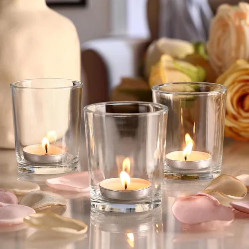 Miniatura 4 de LETINE Clear Glass Tea Light Holders Set of 6 - Votive Candle Holders for Weddings, Events, Home, Bridal Shower, Birthday, Christmas, Party Table