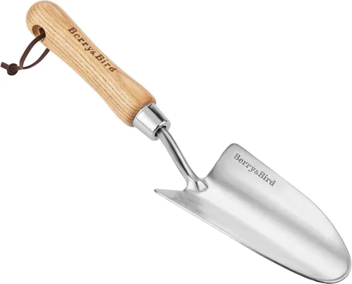 Miniatura 11 de Berry&Bird Cuchara de tierra de gran tamaño, de acero inoxidable con mango de madera, cuchara de pala de mano multifunción para trasplantar, plantar