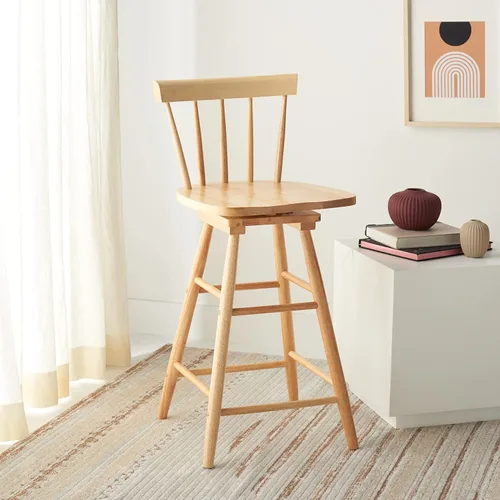 Miniatura 2 de Safavieh Home Collection Tage Farmhouse - Taburete giratorio de madera maciza de madera maciza de 25 pulgadas