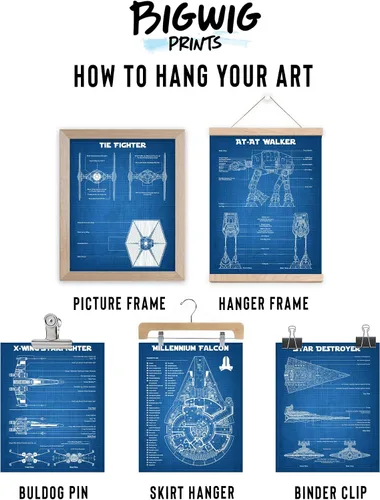 Miniatura 5 de BigWig Prints Planos de Star Wars - Póster de Star Wars, decoración de pared de Starwars, pósteres de Starwars para paredes, estrella de la muerte