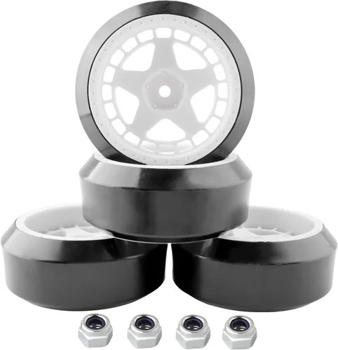 Miniatura 6 de 4 ruedas de cubo de 0.472 in, 1:10 2.480 in de plástico duro RC Drift Cars en carretera, turismo, carreras, neumáticos calvos para Traxxas HSP