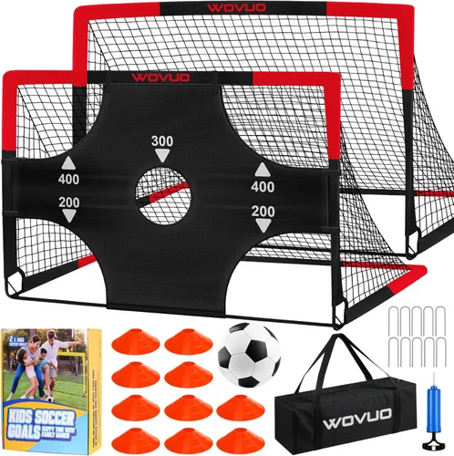 Miniatura 9 de Kids Soccer Goals for Backyard Set of 2, 6x4 ft Portable Toddler Soccer Goal Training Equipment with Soccer Target, Ball, Cones, Soccer Net for Kids
