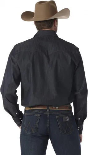 Miniatura 2 de Wrangler Camisa sólida de manga larga con cuello extendido para hombre, rendimiento avanzado, comodidad avanzada, corte vaquero