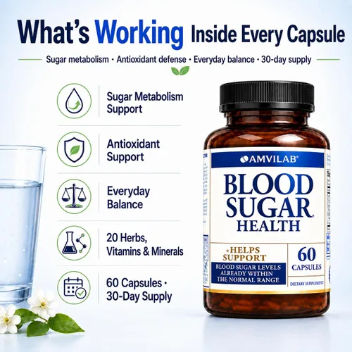 Miniatura 2 de Blood Sugar Health Natural 20 hierbas y vitaminas con canela, ácido alfa lipoico para apoyar la salud, sin OMG, para hombres y mujeres, soporta
