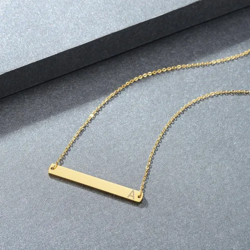 Miniatura 5 de Zillaly Collar de barra horizontal de oro rosa de oro rosa de acero inoxidable chapado en oro de 18 quilates, cadena ajustable para mujer