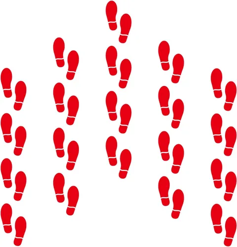 Miniatura 6 de 20 pares de 40 impresiones de calcomanías negras para zapatos, huellas de 7 pulgadas, calcomanías de suelo, letreros de pie de distancia, guía