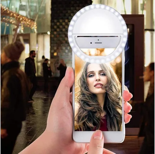 Miniatura 5 de Anillo de luz para selfie para iPhone, Android, tableta, recargable, 3 niveles de luz