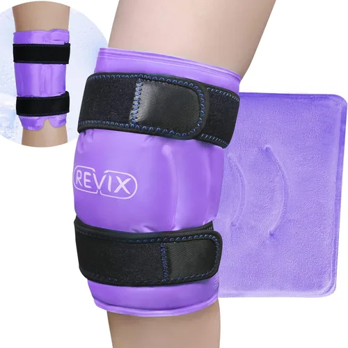 Miniatura 13 de REVIX Paquete de hielo XL para recuperación de reemplazo de rodilla, envoltura de hielo con compresión fría para molestias y fatiga, paquete frío