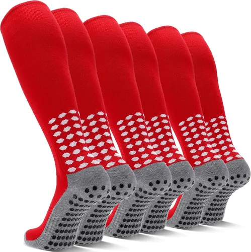 Miniatura 10 de 3 pares de calcetines de fútbol de agarre para hombre, acolchados, antideslizantes, para fútbol, baloncesto, deportes, hasta la rodilla, calcetines