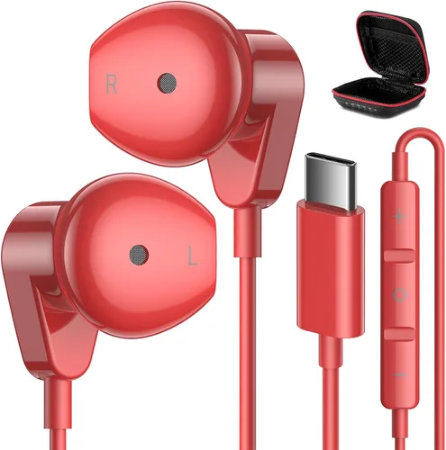 Miniatura 12 de Auriculares USB C para iPad Pro iPhone Air 17 16 15 Pro Max HiFi Stereo USB-C Auriculares con cable Micrófono Control de Volumen Tipo C Auriculares