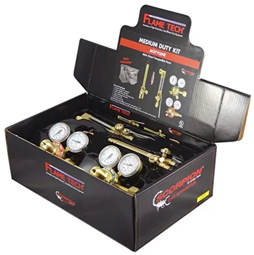 FlameTech FTVMD-22-300 Equipo completo de corte, soldadura y calefacción, corta hasta 5 pulgadas, acetileno, compatible con Victor, probado en los