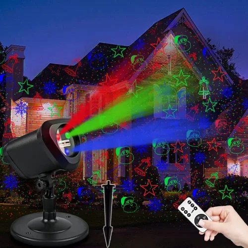 Miniatura 10 de Proyector de Luces de Navidad para Exteriores, Luces Láser LED de Navidad, Foco de Paisaje, Espectáculo de Estrellas Rojas y Verdes, Impermeable