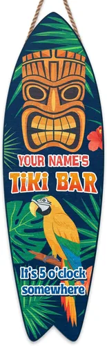 Miniatura 28 de Artsy Woodsy Letrero de madera personalizado con estampado de barra Tiki (no tallado ni neón), decoración de verano, cartel de piscina, patio
