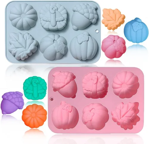 Miniatura 9 de Paquete de 2 moldes de chocolate de cosecha de otoño, Acción de Gracias, calabaza, bellota, hojas de arce, moldes de silicona, moldes de resina