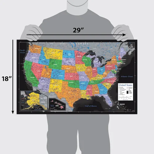 Miniatura 12 de Póster en blanco con diseño de mapa de Estados Unidos laminado, 18 x 29 pulgadas (solo para uso con marcadores de borrado húmedo)