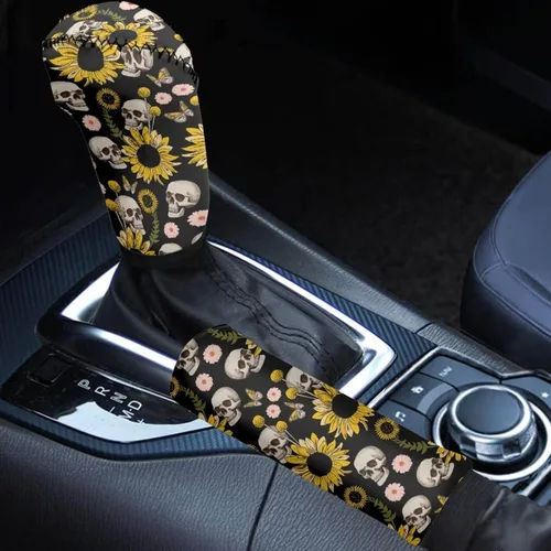 Miniatura 49 de Juego de 2 piezas set de accesorios interiores para coche, para las mujeres, hombres; cubierta de palanca de cambios/freno de mano, personalizada