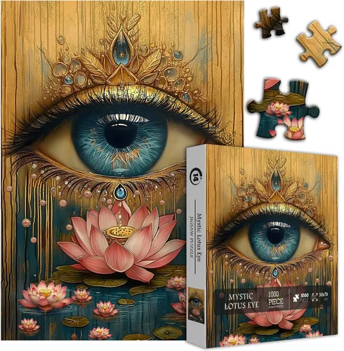 Rompecabezas de Ojos de Loto para Adultos 1000 Piezas, Rompecabezas Temáticos de Arte de Ojos de Flores, Rompecabezas Vintage Hermosos y Desafiantes