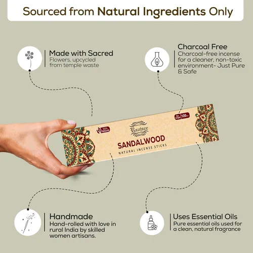 Miniatura 3 de Raajsee Varitas de incienso (6.35 oz), 100% puras orgánicas y naturales, enrolladas a mano, sin productos químicos, perfectas para aromaterapia