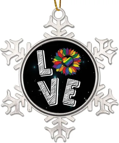 Miniatura 15 de Mama Bear Always and Forever - Adornos de Navidad LGBT para niños, regalo del mes del orgullo, orgullo lesbiano, recuerdo de Navidad, copos de nieve