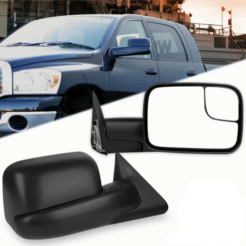 Miniatura 54 de Juego de montaje de espejos laterales Compatible con 1987-2002 para Jeep Wrangler con puerta media, plegable manual, espejo negro manual texturizado