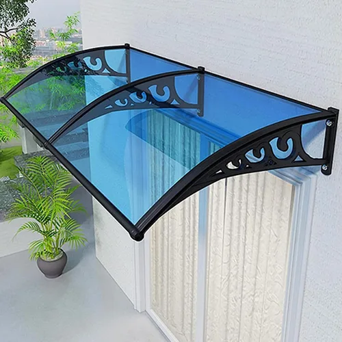 Toldo para ventana con soporte de acero plástico, toldo de patio para puerta delantera exterior, toldos para puertas - Azul Lago - 60x60cm/24x24in