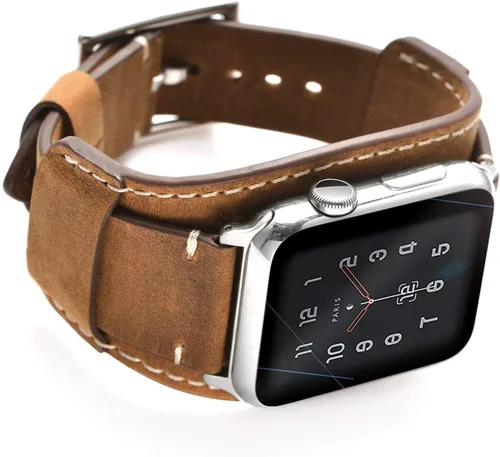 Miniatura 9 de Correa compatible con Apple Watch de 49/46/45/44mm/42mm (Series 3 2 1), pulsera de cuero genuino Crazy Horse Compatible con iWatch Ultra/Ultra2