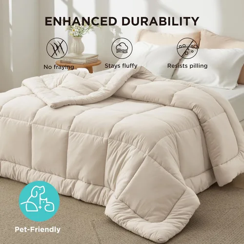 Miniatura 7 de Bedsure Relleno de edredón – Edredones acolchados tamaño Queen para todas las estaciones, ropa de cama alternativa de plumón suave, con 8 pestañas