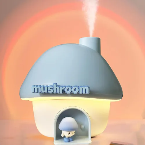 Humidificador para dormitorio, humidificador portátil, humidificadores de bebé con 7 modos de iluminación de ambiente de puesta de sol y 2 modos de