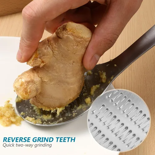 Miniatura 6 de 2 piezas de acero inoxidable ajo, jengibre, rallador de cuchara, herramienta de cocina para triturar fácilmente picar para ajo, frutos secos