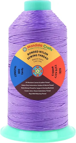 Miniatura 251 de Mandala Crafts - Hilo de nailon para coser cuero, tapicería, mezclilla y para trenzar el pelo; resistente, 1500 yardas, tamaño 69 T70 Marrón