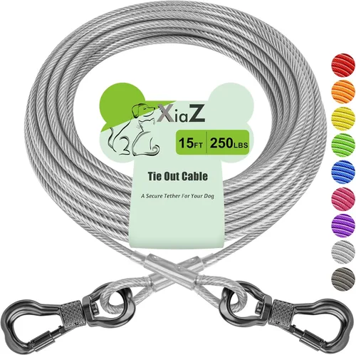 Miniatura 17 de XiaZ Cable de Amarre para Perros, Correas de Perro para Patio a Prueba de Masticación, Cable de Amarre Resistente para Perros Grandes de hasta 250